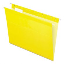 Colored Reinforced Hanging Folders, Letter Size, 1/5-Cut Tabs, Yellow, 25/Box