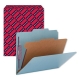 Four-Section Pressboard Top Tab Classification Folders with SafeSHIELD Fasteners, 1 Divider, Letter Size, Blue, 10/Box