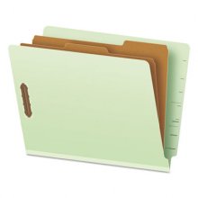 End Tab Classification Folders, 2 Dividers, Letter Size, Pale Green, 10/Box