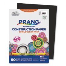 Construction Paper, 58 lb Text Weight, 9 x 12, Black, 50/Pack