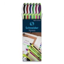 Xpress Fineliner Pen, Stick, Fine 0.8 mm, Assorted Ink and Barrel Colors, 6/Pack