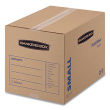 SmoothMove Basic Moving Boxes, Small, Regular Slotted Container (RSC), 16" x 12" x 12", Brown Kraft/Blue, 25/Bundle