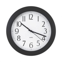 Whisper Quiet Clock, 12" Overall Diameter, Black Case, 1 AA (sold separately)