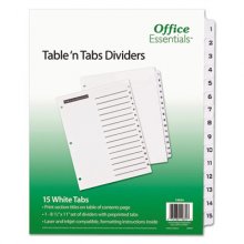Table 'n Tabs Dividers, 15-Tab, 1 to 15, 11 x 8.5, White, 1 Set