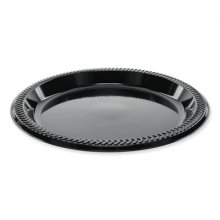 Meadoware Impact Plastic Dinnerware, Plate, 8.9" dia, Black, 400/Carton