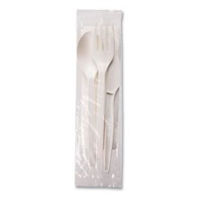 PolystyreneM Wrapped Cutlery Kit, White, 250/Carton