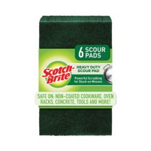 Heavy-Duty Scouring Pad, 3.8 x 6, Green, 5/Carton