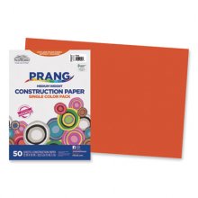 Construction Paper, 58 lb Text Weight, 12 x 18, Orange, 50/Pack