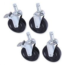 Optional Casters For Wire Shelving, 600 lbs/Caster, Black, 4/Set