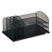 Onyx Desk Organizer with Three Horizontal and Three Upright Sections, Letter Size Files, 19.5" x 11.5" x 8.25", Black