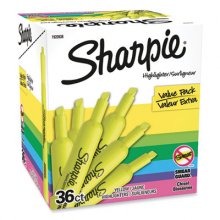 Tank Style Highlighter Value Pack, Fluorescent Yellow Ink, Chisel Tip, Yellow Barrel, 36/Box