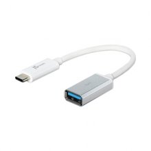 USB-C to USB Adapter, 4", Silver/White
