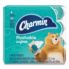 Flushable Wipes, 5 x 7.2, Unscented, 40 Wipes/Tub, 4 Tubs/Pack