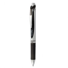 EnerGel RTX Gel Pen, Retractable, Medium 0.7 mm, Black Ink, Black/Silver Barrel, Dozen