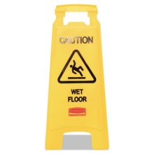 Caution Wet Floor Sign, 11 x 12 x 25, Bright Yellow, 6/Carton