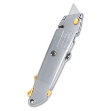 Quick-Change Utility Knife with Retractable Blade and Twine Cutter, Gray