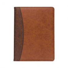 Two-Tone Padfolio with Spine Accent, 10 3/5w x 14 1/4h, Polyurethane, Tan/Brown