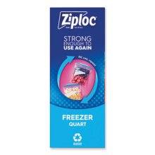 Double Zipper Freezer Bags, 1 qt, 2.7 mil, 6.97" x 7.7", Clear, 9/Carton