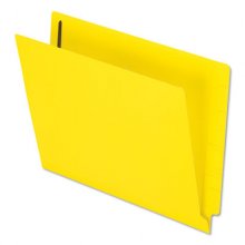 Colored Reinforced End Tab Fastener Folders, 2 Fasteners, Letter Size, Yellow Exterior, 50/Box