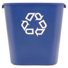 Medium Deskside Recycling Container, Rectangular, Plastic, 28.13 qt, Blue