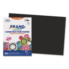 Construction Paper, 58 lb Text Weight, 12 x 18, Black, 50/Pack