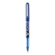 VBall Liquid Ink Roller Ball Pen, Stick, Fine 0.7 mm, Blue Ink, Blue Barrel, Dozen
