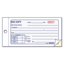 Small Money Receipt Book, Two-Part Carbonless, 5 x 2.75, 1/Page, 50 Forms
