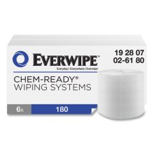 Chem-Ready Dry Wipes, 5 x 2.16, White, 180/Roll, 6 Rolls/Carton
