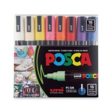 POSCA Permanent Specialty Marker, Medium Bullet Tip, Assorted Colors, 16/Pack
