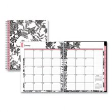 Analeis Monthly Planner, Analeis Floral Artwork, 10 x 8, White/Black/Coral Cover, 12-Month (Jan to Dec): 2023