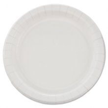 Bare Eco-Forward Clay-Coated Paper Dinnerware, Plate, 8.5" dia, White, 125/Pack, 4 Packs/Carton