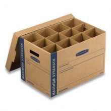 SmoothMove Kitchen Moving Kit, Medium, Half Slotted Container (HSC), 18.5" x 12.25" x 12", Brown Kraft/Blue