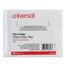Hanging File Folder Plastic Index Tabs, 1/3-Cut, Clear, 3.5" Wide, 25/Pack