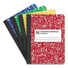 Composition Notebook, Medium/College Rule, Assorted Marble Covers, 9.75 x 7.5, 100 Sheets, 4/Pack