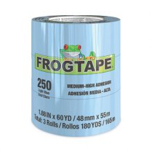 FROGTAPE Performance Grade Masking Tape, 3" Core, 1.9" x 60 yds, Light Blue, 3/Pack, 8 Packs/Carton
