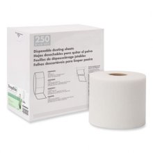 TrapEze Disposable Dusting Sheets, 8" x 125 ft, White, 250 Sheets/Roll,