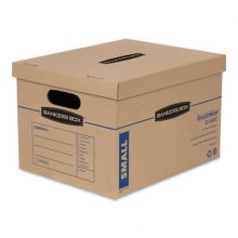 SmoothMove Classic Moving/Storage Boxes, Small, Half Slotted Container (HSC), 15" x 12" x 10", Brown Kraft/Blue, 15/Carton