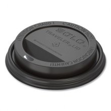 Traveler Cappuccino Style Dome Lid, Fits 10 oz to 24 oz Cups, Black, 100/Sleeve, 10 Sleeves/Carton