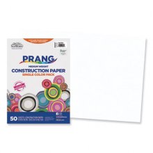 Construction Paper, 58 lb Text Weight, 12 x 18, Bright White, 50/Pack