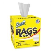 Rags in a Box, POP-UP Box, 10 x 12, White, 200/Box, 8 Boxes/Carton