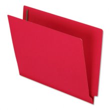 Colored Reinforced End Tab Fastener Folders, 2 Fasteners, Letter Size, Red Exterior, 50/Box