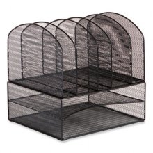 Onyx Mesh Desk Organizer, 2 Horizontal/6 Upright Sections, Letter Size, 13.25 x 11.32 x 13.32, Black, Ships in 1-3 Bus Days
