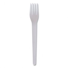 Plantware Compostable Cutlery, Fork, 6", White, 1,000/Carton