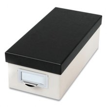 Index Card Storage Box, Holds 1,000 3 x 5 Cards, 5.5 x 11.5 x 3.88, Pressboard, Marble White/Black