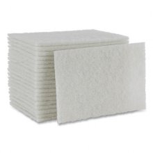 Light Duty Scour Pad, White, 6 x 9, White, 20/Carton
