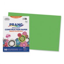 Construction Paper, 58 lb Text Weight, 12 x 18, Bright Green, 50/Pack
