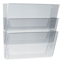 Wall File, 3 Sections, Legal Size 16" x 4" x 14", Clear, 3/Set