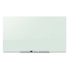 InvisaMount Magnetic Glass Marker Board, Frameless, 50" x 28", White Surface
