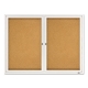 Enclosed Bulletin Board, Natural Cork/Fiberboard, 48 x 36, Silver Aluminum Frame