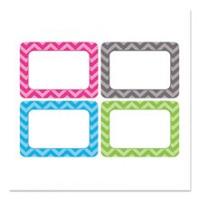 All Grade Self-Adhesive Name Tags, 3.5 x 2.5, Chevron Border Design, Assorted Colors, 36/Pack